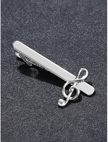  Fermacravatta da uomo in lega a forma di nota musicale, elegante accessorio formale per matrimoni, feste e abbigliamento da lavoro, elegante design in argento per uomo