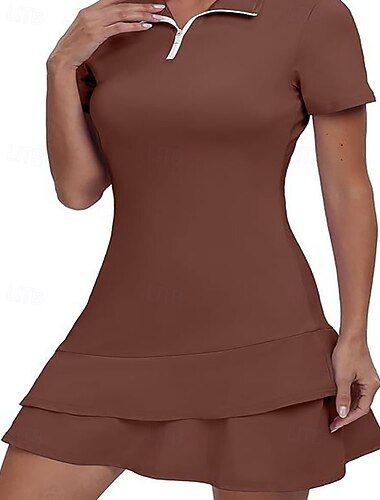  Damskie Graficzny Panterka Geometryczny Sukienka do tenisa z szortami Sukienka sportowa Sukienka polo do golfa Krótki rękaw Quarter Zip Asymetryczny/a Elastyczny Odvádí pot Oddychający Bransoletka