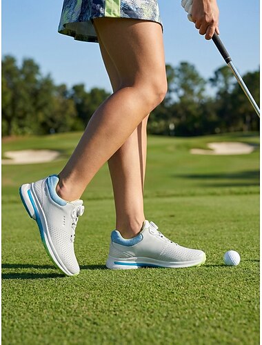  Dames golfschoenen in lichtgrijs – antislipzool zonder spikes, verstelbare sluiting, lichtgewicht en comfortabele golfsneakers voor golf en buitenactiviteiten.