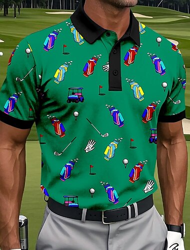  Per uomo Grafico Golf Polo Sportivi Manica Corta Magliette polo Camicie con Colletto Casual Athleisure Bottoni Estate verde 1# Verde 2#