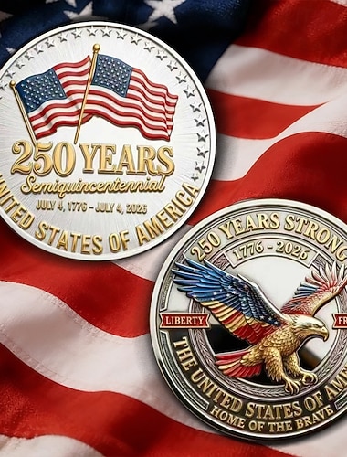  Amerikansk minnemynt for 250-årsjubileum i anledning av 50-årsjubileet med amerikanske flagg og ørnedesign, patriotisk suvenir