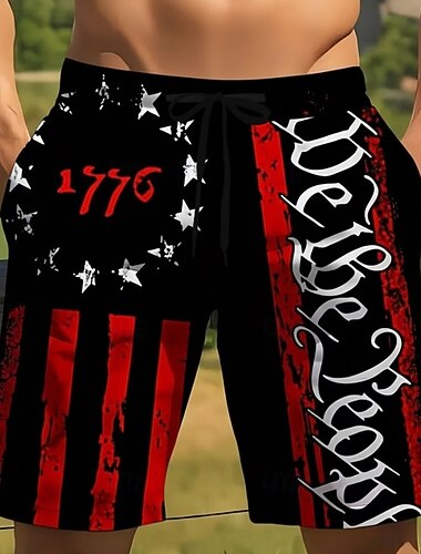  Homme 4 juillet, 250e anniversaire des États-Unis Drapeau américain 1776 Maillots de bain Shorts de bain Shorts de Surf Taille Moyenne Patriotique Fête Poches Latérales doublure en maille Taille