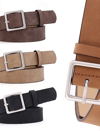  Dámské PU přezkový pásek PU kůže Metal Bucke Geometrie Na běžné nošení Denní Dovolená Černá Hnědá Béžová Kávová