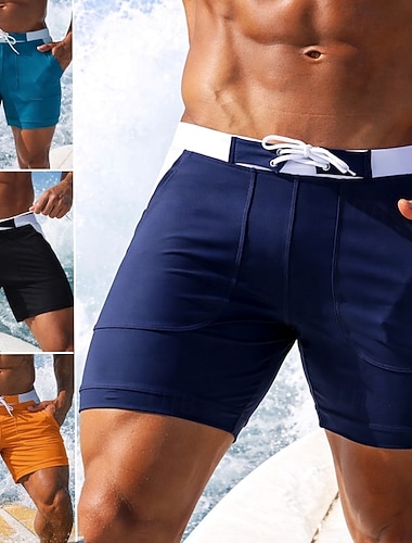  Herre Badeshorts Lapper Snorer Boyleg Med lommer Hurtigtørkende Elastisk Pustende Badetøy Bunner Surfing Vannsport Svømming Sommer