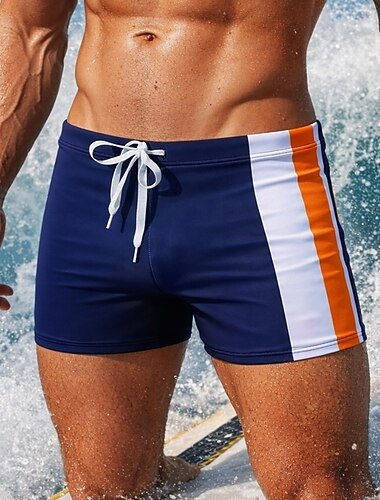  Herren Badeshorts Badehose Patchwork Kordelzug Boyleg Schnelltrocknend Elastisch Atmungsaktiv Bademode Unterteile Surfen Wassersport Schwimmen Sommer