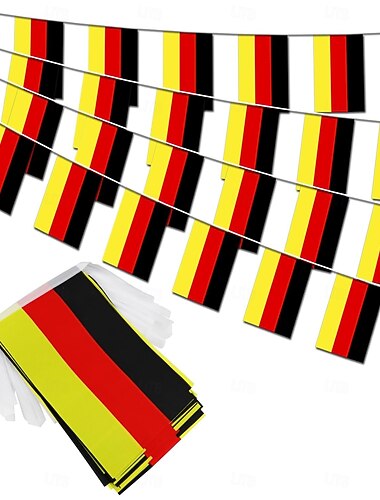  Deutsche Wimpelkette mit 50 Flaggen für die Fußball-Weltmeisterschaft (14 Meter), ideal für Dekorationen, Schulen, Partys und Sportveranstaltungen.