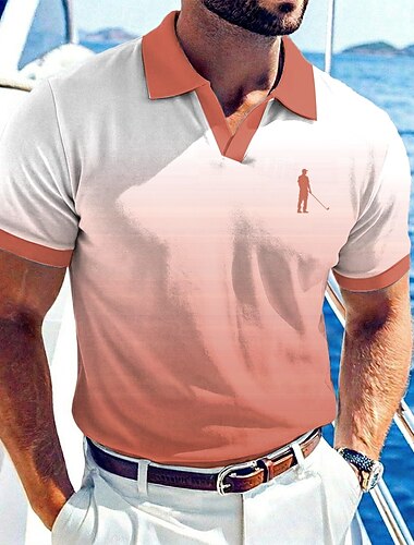 رجالي ظل قمصان بولو هاواي كم قصير قمصان البولو V رقبة كاجوال ملجأ ملابس الرياضة مناسب للبس اليومي ملابس العطلة للربيع والصيف أزرق أزرق بحيري أحمر