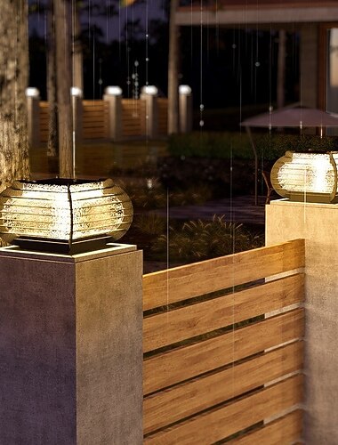  LED-buitenverlichting op zonne-energie, paallamp van roestvrij staal met glazen kap, pilaarverlichting (3000K), IP65 waterdichte kolomlamp, sokkellantaarn