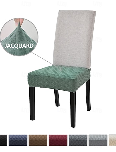  Stretch-Jacquard-Diamant-Hockersitzkissenbezug, elastischer Überzug mit doppelten Gummibändern, staubabweisender Sitzschutz für Esszimmer, Küche und Hotel
