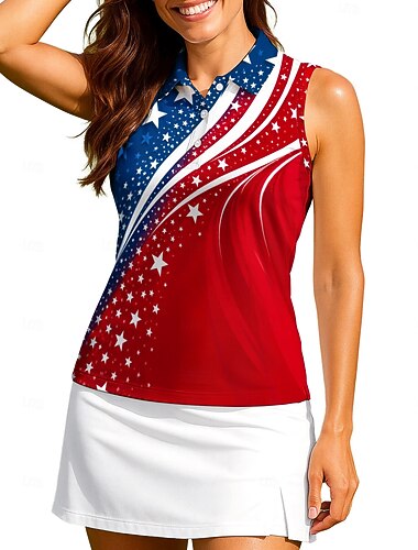  Mujer Bandera Camiseta sin mangas de entrenamiento Camisas Camisa deportiva Camisas de polo Sin Mangas Deportivo UPF50+ Resistente a los rayos UV Entrenador Baile Protección UV Tenis Bádminton