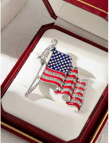  Patriottische brocheset voor dames van legering, goud- en zilverkleurig, 2-delige set met Amerikaanse vlagspelden, perfect voor het 250-jarig bestaan van de VS, Onafhankelijkheidsdag en als casual kleding voor elke dag.