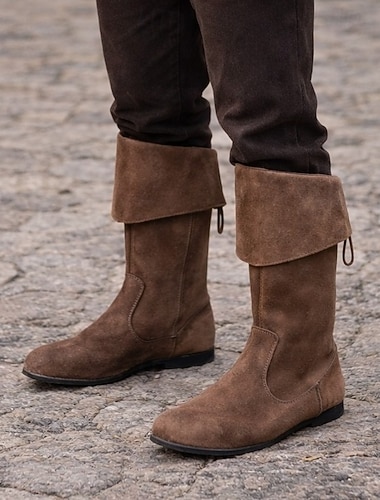  Médiéval Renaissance Chaussures Bottes Pirate Guerrier Viking Déguisement Homme Viking Pirate Halloween Carnaval Performance LARP Foire de la Renaissance Adulte Chaussures