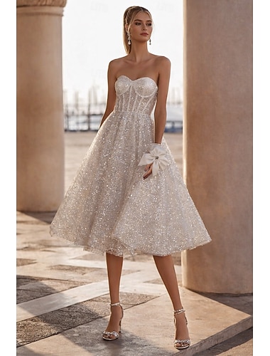  Robe de bal Ligne A Traîne chapelle Robes de mariée Robes pour enterrement de vie de jeune fille robe de mariée ancien Simple Dos Nu Bretelles Classiques Épaules Dénudées Remise des Diplômes