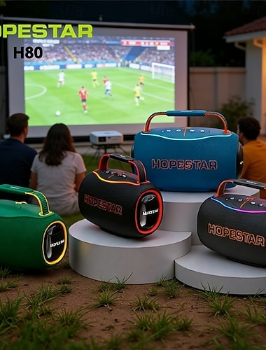  80w Bluetooth-høyttaler, trådløs bærbar høyttaler bt 5.3 med dyp bass &RGB-lys, IPX6 vanntett, 8800 mAh for hjemmefest med fotball-VM i 2026, oppslukende lydopplevelse på stadion