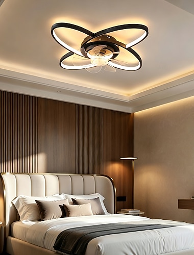  Moderner Deckenventilator mit Beleuchtung, flacher Deckenventilator mit Fernbedienung und App-Steuerung, 6 Geschwindigkeitsstufen, wendbare Flügel, stufenlos dimmbare LED-Deckenleuchte für Wohnzimmer,