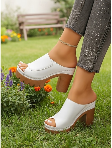  Rode muiltjes met plateauzool en blokhak voor dames – instapsandalen met open teen en dikke zool, perfect voor casual zomerkleding, vakanties en tuinfeesten.