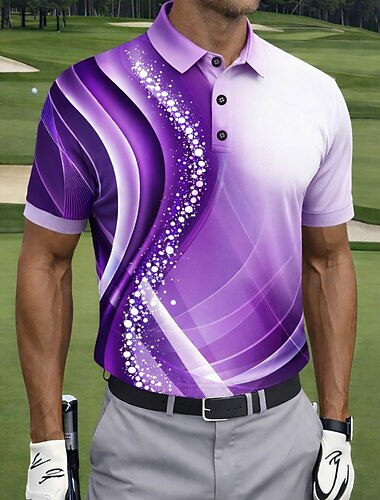  Męskie Golf Tenké Koszulki sportowe polo Krótki rękaw Koszulki polo Koszule z kołnierzykiem Codzienny Athleisure Guziki Lato Wiosna Niebieski Granatowy Fioletowy