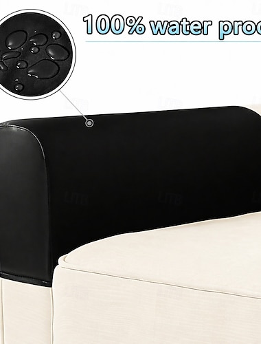  wasserdichte Sofabezüge, 2 Armlehnenbezüge + 4 elastische Armlehnenschoner aus PU-Kunstleder, rutschfeste Armlehnenbezüge zum Schutz Ihrer Möbel