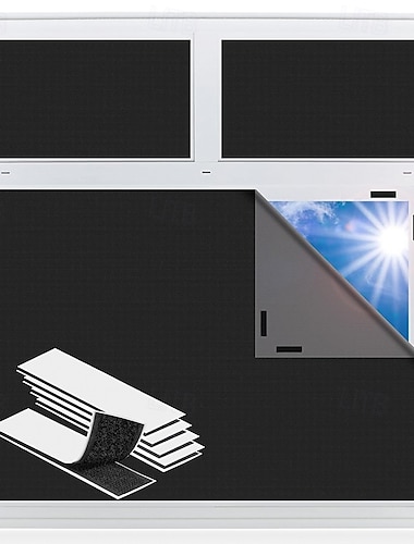  100 % Verdunkelungsvorhänge fürs Schlafzimmer, magnetische, tragbare Verdunkelungsrollos für unterwegs, Verdunkelungsfensterabdeckung (ohne Bohren, zuschneidbar) für Schlafzimmer, Kinderzimmer,