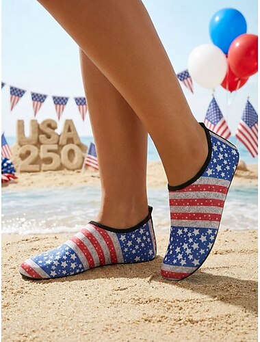  Dameswaterschoenen ter ere van het 250-jarig jubileum van de VS – rood-blauwe patriottische aquasokken met Amerikaanse vlag voor strand, zwemmen, surfen en zwembad. &watersporten