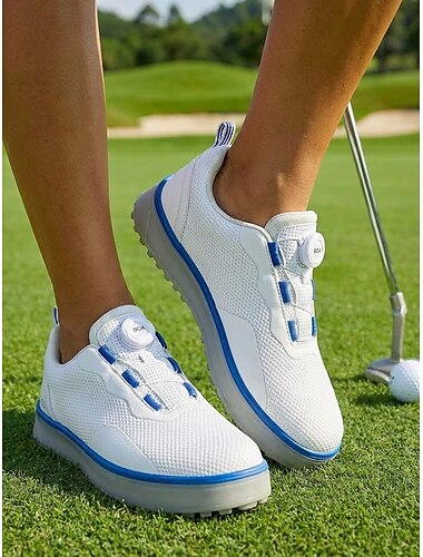  Damen-Golfschuhe ohne Spikes mit Drehverschluss, wasserdichte und atmungsaktive Golfschuhe mit griffiger Gummisohle für Training und Spaziergänge &Outdoor-Sportarten