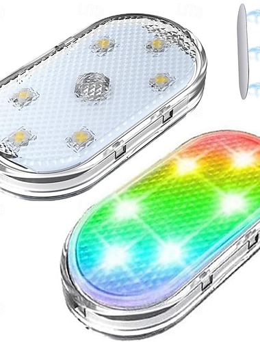  1 balení bezdrátových LED světel do auta, barevná světla do auta s 6 jasnými LED korálky, přenosné USB dobíjecí LED noční světlo do auta pro dekoraci auta