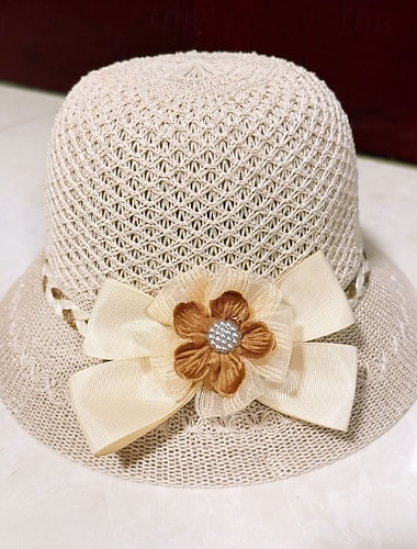  Damen Hut Strohhut Sonnenhut Sonnenschutz Täglich Outdoor Strand Blume Spleißen Geflochten Einfarbig