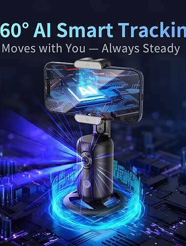  Supporto per telefono con tracciamento automatico del volto, nessuna app richiesta, supporto per fotocamera del telefono con rotazione a 360° con telecomando e controllo gestuale, treppiede