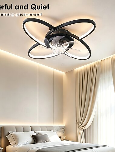  Moderne takvifte med lys, lavprofil takvifter med fjernkontroll og appkontroll, 6-trinns vendbare blader, trinnløs dimmbar LED-takvifte for stue soverom kjøkken