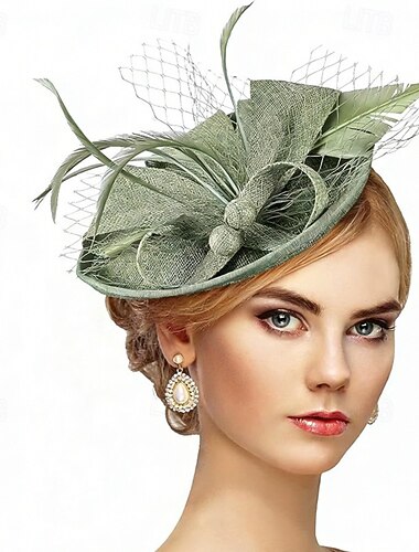  Fascinators Lin Mariage Anniversaire ancien Mignon Rétro Avec Plume Casque Couvre-chef