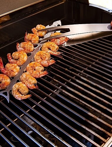  2/4 spiedini per barbecue in acciaio inox, spiedini a forma di lisca di pesce per manzo, pollo e verdure &set di spiedini per gamberi in metallo resistente per grigliare, utensili per barbecue &uso in