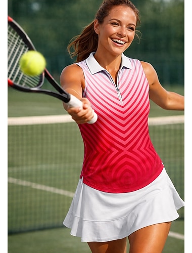  Damskie Gradient Pasek Topy Koszulka sportowa Koszulka polo Koszulka do tenisa Bez rękawów Zamek Kwiaty UPF50+ Odporny na UV Wysoka elastyczność Odprowadza wilgoć Oddychający Siatkówka Bransoletka