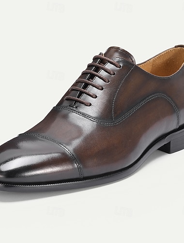  Chaussures habillées pour homme en cuir de haute qualité – cuir de vachette véritable, modèle Oxford à bout rapporté, allure élégante et raffinée, confortables et idéales pour les mariages, les fêtes, les événements professionnels et les cérémonies.