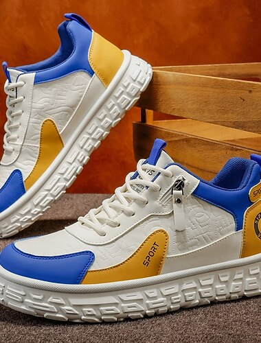  Teniși sport bărbătești cu talpă înaltă, cu inserții din piele ecologică, amortizare confortabilă, perfecți pentru purtare zilnică activă, timp liber în aer liber și modă stradală