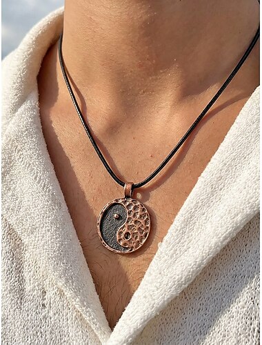  Herre bohemsk halskjede i legering, vintage sølvfarget tribal lagdelt kjedesmykke for sommerferie på stranden og hverdagsbruk