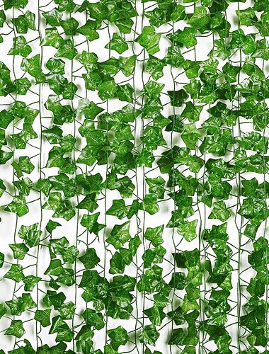  Confezione da 12 viti finte per decorare la stanza, ghirlanda di edera artificiale con clip, fiori verdi, piante sospese, foglie finte, decorazioni estetiche per la camera da letto, per la casa, il