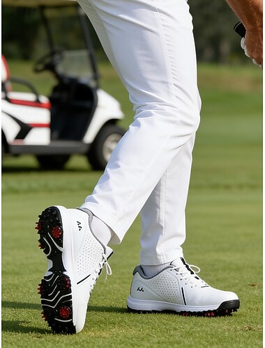  Herre golfsko med høy ytelse – pustende overdel i kunstskinn, ergonomisk komfort for menn, perfekt for golf, utendørssport og bruk på resorter