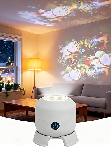  Projecteur LED rotatif dynamique, veilleuse océanique rechargeable USB, rotation à 360°, avec motifs dynamiques flocons de neige, océan et Noël, pour chambre, salle de bain ou couloir.