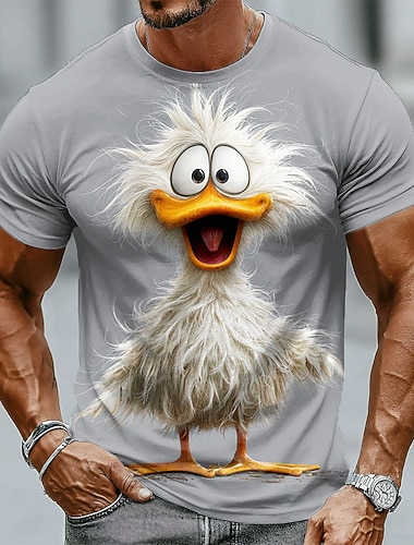  Herren Tiermotiv Lustig Ente T Shirt Kurzarm T-Shirt 3D-Druck Rundhalsausschnitt Hemd Übertrieben Designer Party Ferien Blau Weiß Sommer Frühling Bekleidung S M L XL XXL XXXL