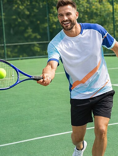  Męskie Kolorowy blok Zestaw sportowy Koszule i spodenki Zestaw tenisowy Krótki rękaw 2-częściowa Szybkie wysychanie Elastyczny Odprowadza wilgoć Oddychający Bransoletka tenisowa Buty golfowe Pikle