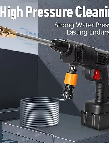  idropulitrice portatile senza fili, idropulitrice portatile a batteria per autolavaggio, idropulitrice ad alta pressione con ugello multi-getto per patio, recinzione, giardino, cortile, finestre,