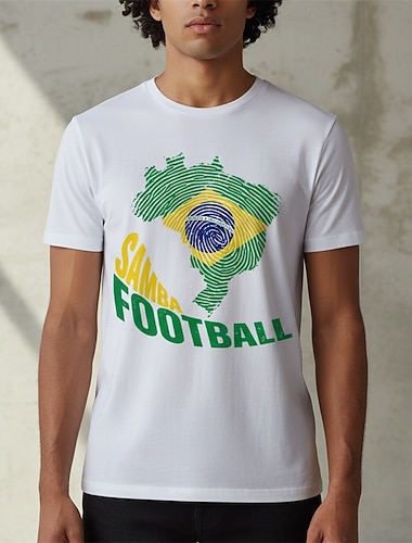  Partita mondiale di calcio 2026 Abiti T-shirt Maglietta grafica Football americano Ispirato al Brasile Patriotico Corte per Unisex Adulti Stampa 3D  per Feste