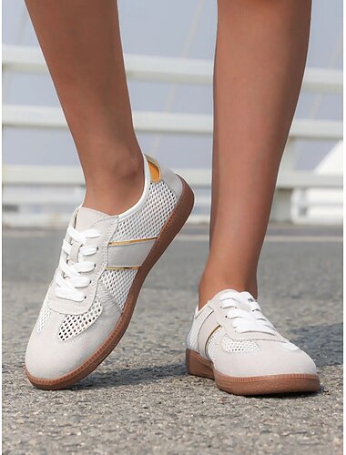  Sneakers casual da donna in mesh traspirante: scarpe da passeggio leggere con lacci, comode scarpe sportive estive da donna, ideali per viaggi, passeggiate in spiaggia, uso quotidiano e attività