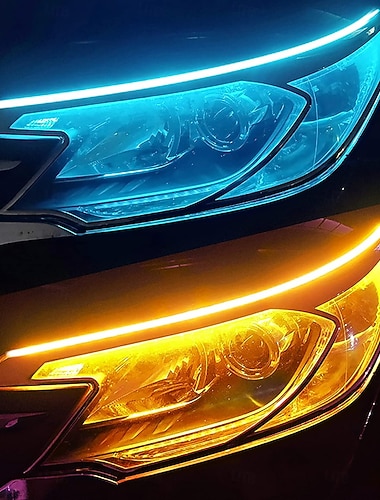  2stk led drl billys kjøreliste lys fleksibel vanntett auto frontlykter bremse flow tube lys blink hvit gul blå 12v 30/45/60cm med driver