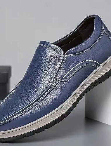  Herre Årgang Klassisk Fritid Daglig PU Lær Bekvem Pustende Slippers Svart Blå Sommer Vår Høst