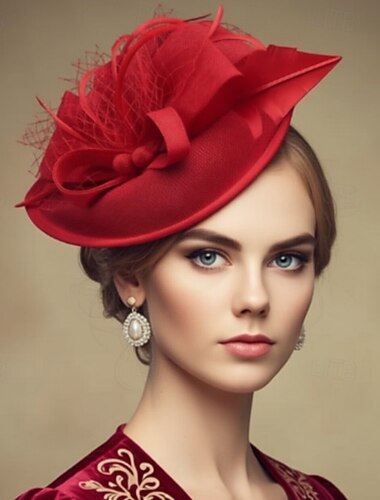 Fascinators Sinamay Mariage Anniversaire ancien Mignon Rétro Avec Plume Casque Couvre-chef