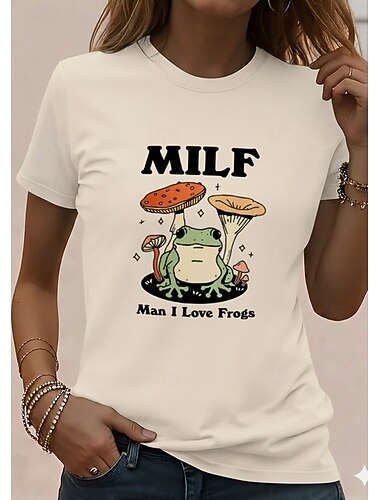  Dames T-shirt met grappige humoristische quotes, print met dieren en letters, stijlvol, klassiek, casual, korte mouwen, ronde hals, normale pasvorm, geschikt voor dagelijks gebruik en het weekend,