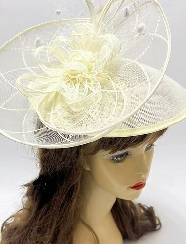  Fascinator Sinamay Hochzeit Geburtstag Elegant Vintage Niedlich Mit Perlen Tüll Kopfschmuck Kopfbedeckung