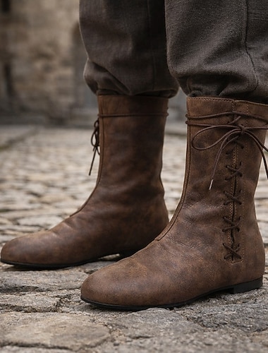  ancien Médiéval Renaissance Chaussures Bottes jazz plates Chaussures de Danse Pirate Viking Ranger Elfe Tir à l'arc Déguisement Unisexe Celtique Pirate Fantaisie Halloween Carnaval Performance LARP