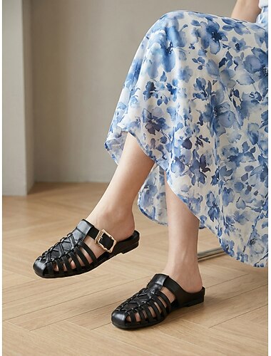  סנדלי דייגים שטוחים ונוחים לנשים בצבע זהב זוהר - עם אבזם לאתרי נופש בחיק הטבע וחופשות טרופיות &מסיבות גן קיץ